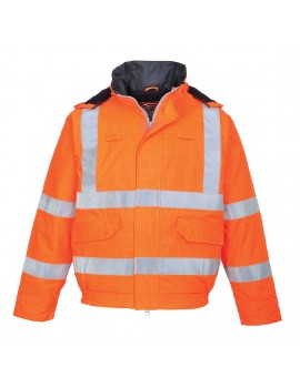 S773 Bizflame Rain Hi-Vis Antistatic FR Bomber Jacket Orange   Clothing  